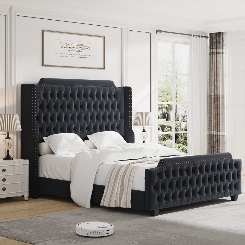 Homfa King Size Upholstered Bed With 53 9 Tall Headboard Button Tuft homfa-king-size-upholstered-bed-with-53-9-tall-headboard-button-tuft