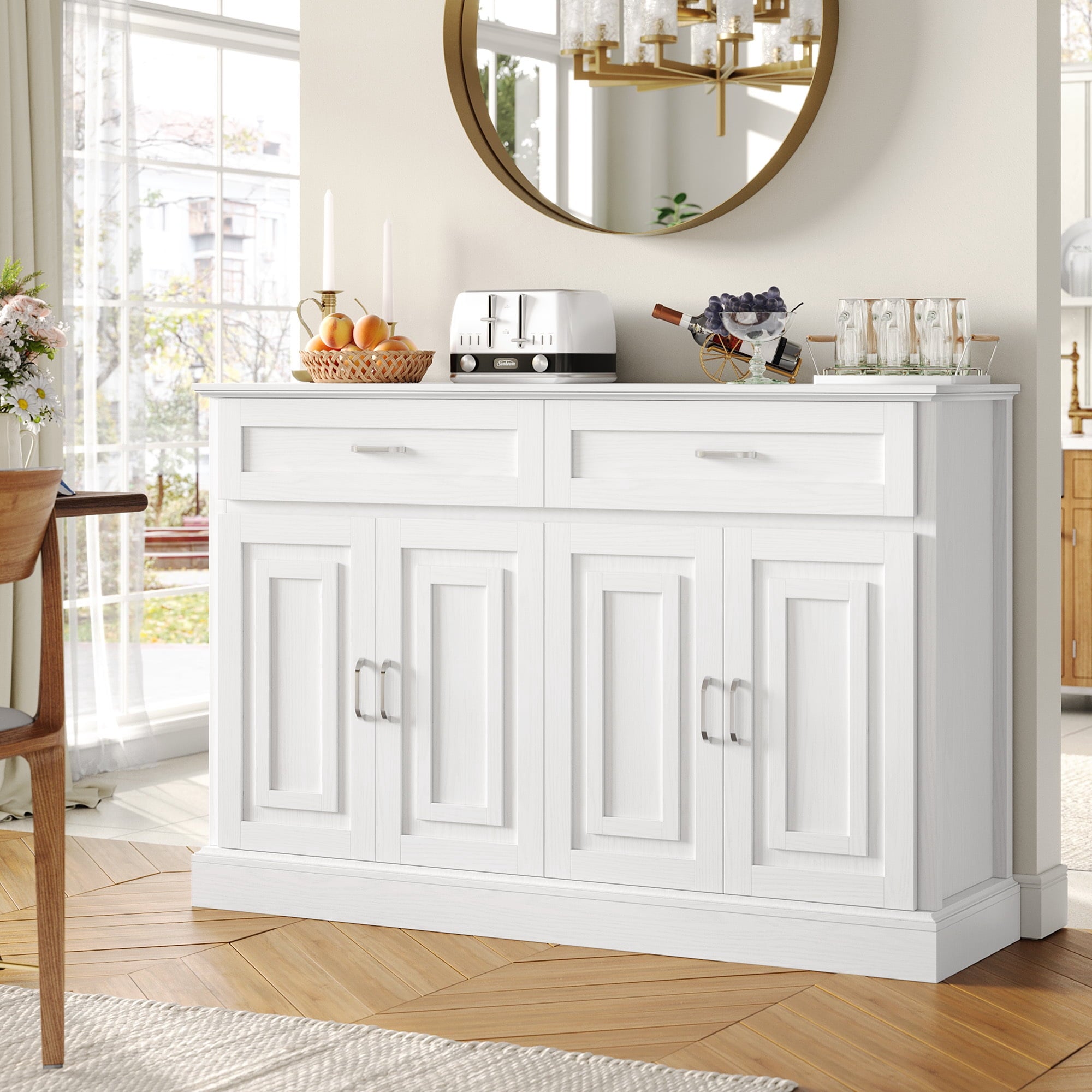 Kitchen Sideboard Cabinet VEVOR Buffet Cabinet, Rattan Cabinet With