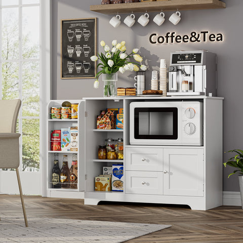 Homfa White Kitchen Pantry, Compact Storage Cabinet with Doors for Dinning Room