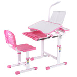 Homfa Desktop Multi-purpose Height Adjustable Children's Learning Desk Table and Chair Set, Pink