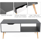 Homfa Coffee Tables for Living Room TV Stand, Wooden Console Table Sofa Side Table 2 Tier with Storage Shelf and 1 Drawer, Modern Furniture for Home Office