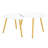 Homfa 2 Tables Coffee Side End Lamp Set Drop-shaped Side Table White Modern Furniture