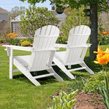 Oversized Poly Lumber Adirondack Chair With Cup Holder, All-Weather Lounge Chair With 330 Lbs Duty Rating, White