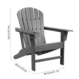 Oversized Poly Lumber Adirondack Chair With Cup Holder, All-weather Lounge Chair With 350 Lbs Duty Rating, Gray