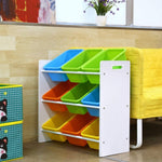 Homfa Toddler's Toy Storage Box Organizer W/ 9 Muticolor Bins Shelf Drawer & Handles