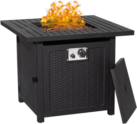 Homfa 30" Steel Propane Outdoor Fire Pit Table with Lid, 50,000BTU Auto-Ignition with Pulse Switch Gas Fire Pit Table