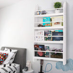 Homfa 4-Tier Kids Bookshelf, Wall Mounted Children¡¯s Bookcase Rack Floating Display Storage Shelves, Organizer Stand for Books Toys in Study Living Room Bedroom, 23.2L x 4.7W x 44.5H, White