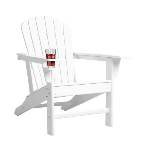 Homfa Adirondack Chair, Oversized Outdoor Lawn Chairs with Cupholder, White