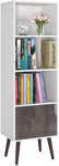 Homfa 4-Tier Bookshelf with Doors, Floor Display Bookshelf with Cabinet, Corner Storage Bookshelf for Home Office, White Finish