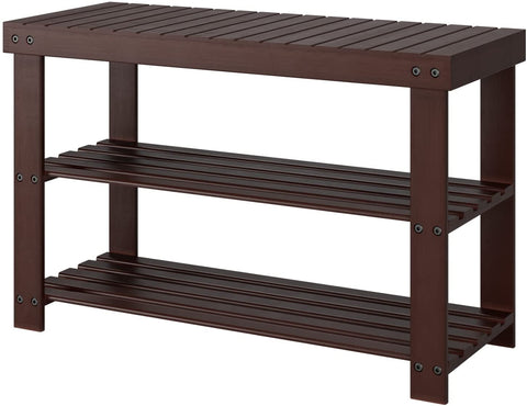 3 Tier Bamboo Shoe Bench, Entryway Bench Shoe Rack Organizer for Bedroom Living Room Hallway, Loads up to 260 lb, 27.5" L x 11.2" W x 17.9" H, Dark Brown