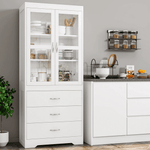 Homfa 66.5'' Tall Kitchen Pantry Cabinet, Storage Cabinet with 3 Drawers and 2 Doors, White