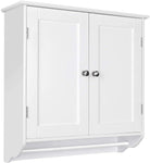 Homfa Bathroom Wall Cabinet,  23.6'' W over The Toilet Storage Cabinet with Double Door Cupboard and Adjustable Shelf and Towels Bar, White