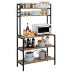Homfa 5 Tier Kitchen Hutch, Microwave Oven Stand with Metal Frame, Wood Storage Shelf for Dining Room, Rustic Brown Finish
