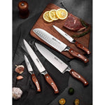 Homfa Knife Set, High Carbon Stainless Steel Kitchen Knife Set 16PCS, Super Sharp Cutlery Knife with Carving Fork and Serrated Steak Knives, Wood Knife Block