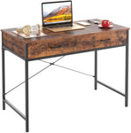 Homfa 42.5" Industrial Computer Desk, Office Workstation Study Writing Table with 2 Drawers, Rustic Brown Finish
