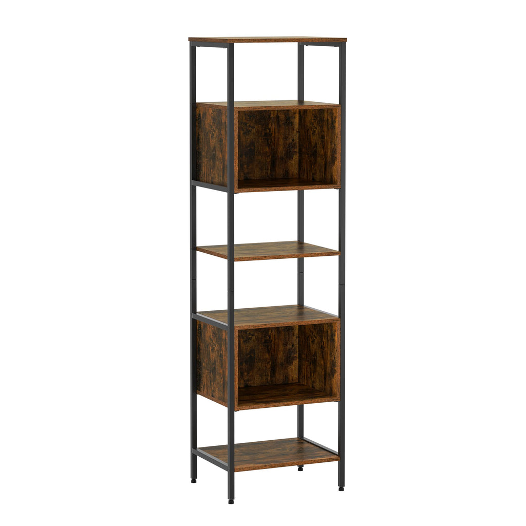 Homfa Corner Shelf, 6-Tier Iron Corner Bookshelf, Tall Skinny Corner  Storage Shelf Stand, Shelving Unit for Living Room, Dark Brown 