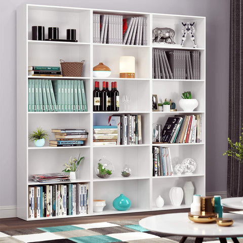 Homfa 6 Tier Freestanding Bookcase Wooden Storage Shelf for Living Room Home Office 70.8'', White Finish