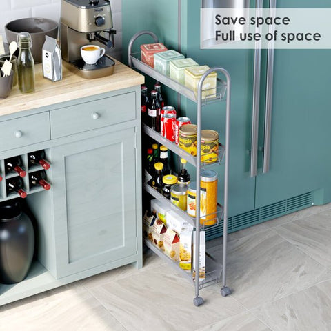 Slim Kitchen Storage with Five Slide-Out Drawers for Pantries, Gaps,  Bathrooms