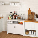 Homfa Double Door Lockers Kitchen Sideboard Dining Buffet Server Storage Cabinet Cupboard with Shelf & Doors, White