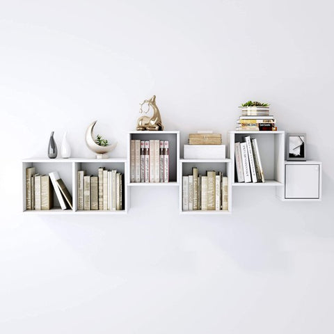 Homfa 5 Cube Wall Storage Unit, Independent Floating Display Shelf Corner Bookcase, White