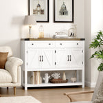 Homfa Farmhouse Console Table with 2 Drawer for Entrance Hall, 4 Door Wood Foyer Table Coffee Bar for Living Room, White