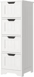 Homfa Modern Bathroom Floor Cabinet with 4 Drawers, Free Standing  Medicine Cabinet Storage Organizer Units for Kitchen Living Room Bedroom, White