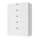 Homfa 5 Drawer Dressers, Vertical Storage Chest with Drawers for Bedroom Living Room Kids Room, White